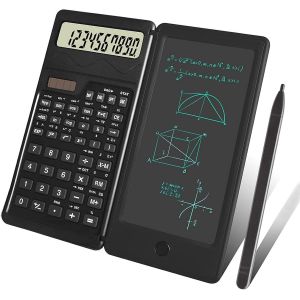 LETNERNY-Calculatrice Scientifique D'Ingénierie, Calculatrice Scientifique Professionnelle À 10 Chiffres, Avec Tablette D'Écriture Lcd Effaçable, Solaire Et Batterie Double Alimentation Pour Étudiant - Neuf