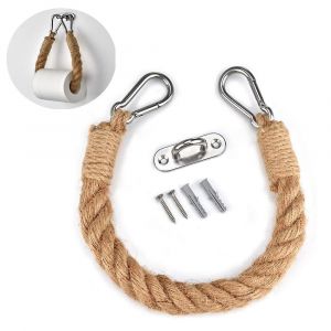 Porte-papier toilette en corde nautique - Décoration de salle de bain de style industriel, jute durable et acier inoxydable, installation facile - Neuf