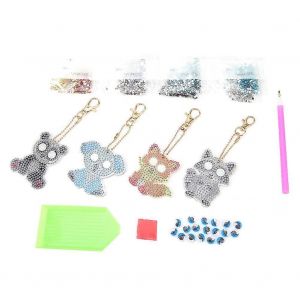 Dessin Anim&eacute; Animal Porte-Cl&eacute;s Diy D&eacute;coration R&eacute;sine Perceuse Diamant Peinture Porte-Cl&eacute;s Cadeau D&eacute;cor - Neuf