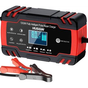 Chargeur Batterie Voitures 12V/24V 8A, Chargeur De Batterie Intelligent Moto Avec Fonction R&eacute;paration, Maintien De Charge Auto, &Eacute;cran Lcd, Pour Voiture Moto Camion, Agm, Gel, Wet, Sla (8-100 Ah) - Neuf