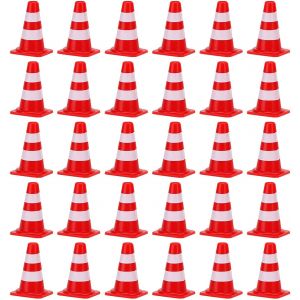 acdsgd-30 pi&egrave;ces Mini C&ocirc;nes de Signalisation Barri&egrave;re de Circulation Miniature Mini- C&ocirc;nes de Circulation en Plastique pour Enfants Jeu De Construction De Panneaux De Signalisation - Neuf