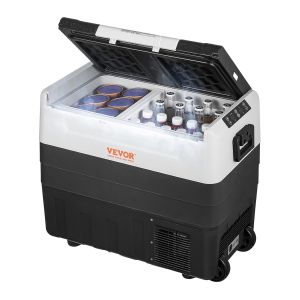 CHECARZHN--NO1-Glacière Électrique Portable De 55 L Réfrigérateur De Voiture Portable 12/24 V Cc 100-240 V Ca Frigo Voiture Double Zone 0,6 Kw.H -20 °C À 10 °C Réglable Congélateur Pour Camion Bateau - Neuf