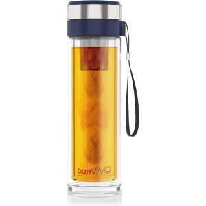 Tasse À Thé De Voyage Isotherme En Verre Vitalitea Avec Infuseur En Inox 450 Ml - Neuf