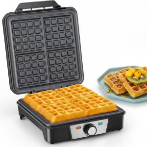 KALANKA-Gaufrier, Mini Gaufrier Professionnel pour Gaufres Classiques, 1200W Machine &agrave; Gaufres Multifonctions et Croques 4 Tranches, Waffle Maker avec Temp&eacute;rature R&eacute;glable, Facile &agrave; Ranger et Nettoye - Neuf