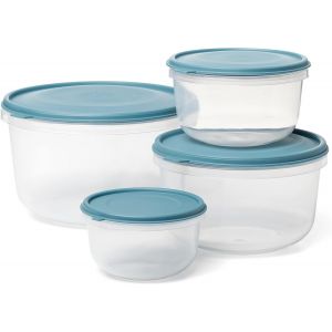 Kalanka-Boite Alimentaire Plastique Bowl | Set De 4 : 2,2l + 1,2l + 0,6l + 0,3l | Couvercle &Agrave; Pression | Boite Conservation Alimentaire | Micro-Ondes, Lave-Vaisselle, Frigo, Cong&eacute;lateur | Bleu - Neuf
