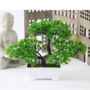 Bonsai Artificiel Realiste, Decoration Interieur et extérieur, Plante en Pot, Maison, Chambre Bureau 23x16cm Plante Verte - Neuf