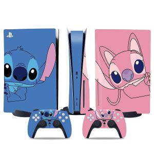 Autocollant De Version De Lecteur Optique Ps5, Peau Ps5 Cool, Poign&eacute;e De Contr&ocirc;leur, Pour Console Ps5 Et Contr&ocirc;leur, Autocollant Adorable, Peau Mignonne, Anime De Dessin Anim&eacute;, Point De Lilo - Neuf