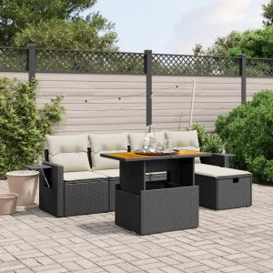Prolenta Premium - Salon De Jardin 6 Pcs Avec Coussins Noir R&eacute;sine Tress&eacute;e - Neuf