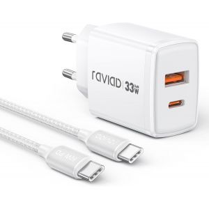 ChenQuanSarl-Chargeur Usb C Rapide Avec Gan Tech, 33W 2 Port Pr Usbc Chargeur Rapide Iphone Avec Cable Usb C 2M Pour Iphone 16 15 Pro , Samsung Galaxy S25 S24 S23 Ultra, Ipad Pro, Macbook Air - Neuf