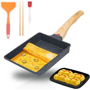 Subzonal-Po&ecirc;le &Agrave; Tamagoyaki Japonaise Rectangulaire Avec Plateau, Spatule En Silicone, Pinceau, Baguettes - Rev&ecirc;tement Antiadh&eacute;sif Pour Omelette Et ?ufs - Neuf