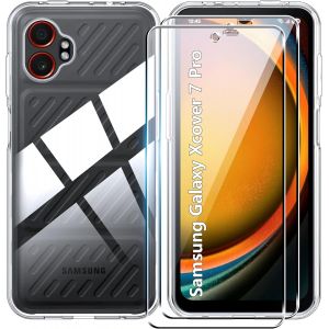 Kal-Coque Pour Samsung Galaxy Xcover 7 Pro/Xcover7 Pro Case Avec 2 Verre Trempé Protection Écran Deux, Transparent Soft Etui Silicone Tpu Cover Absorption De Choc Et Anti-Scratch Housse Étui - Neuf