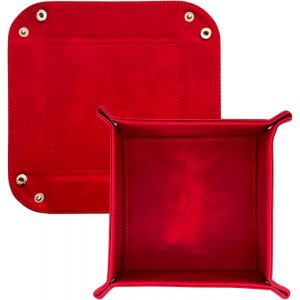 Vide-poche en cuir-Plateau cube-Boîte de rangement pliable pour téléphone portable,AirPod,clés,bijoux et fournitures de bureau (rouge) - Neuf