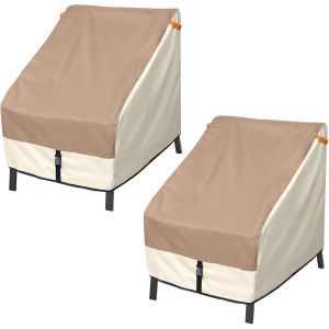 Fauteuil Couvre - Imperméable À L'eau Extérieure Salon De Profondeur De Siège De Chaise Adirondack Couvrir Pack De 2 - 26w X 28 X 28 Pouces, La Lumière Tan & Kaki - Neuf