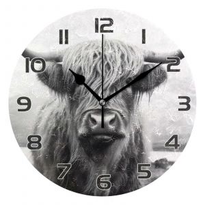 Vache Highland Horloge Silencieuse Tour De L'Horloge Du Mur Ploting De La Batterie De L'Horloge Cr&eacute;atif D&eacute;coration Horloge Murale Salon Chambre Cuisine De Bureau - Neuf