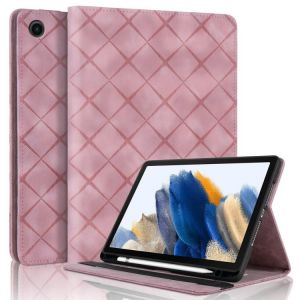 &Eacute;tui en cuir intelligent &agrave; motif losange pour Samsung Galaxy Tab A8 10.5 X200, Rose - Neuf