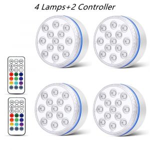 Lampe Submersible À 13 Led Avec Télécommande,Éclairage À Aimant Submergé Ip68,Rvb,Éclairage Pour - 4 Light 2 Controller-8.5cm - Neuf