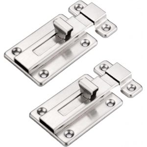 Serrure à pêne en 2 parties, 3 pouces, loquet coulissant en acier inoxydable, petit loquet coulissant avec vis, pour porte intérieure d'armoire de porte de hangar - Neuf