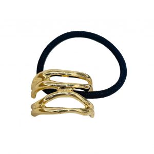 Décor En Métal, Cravate Queue De Cheval, Manchette De Cheveux, Bandeau Élastique Pour Femmes, Design Géométrique, Corde De Cheveux Noire, Accessoires Pour Cheveux-D'or - Neuf