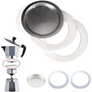 KAL-Joint Et Filtre Cafetière Universel Pour Pièces De Rechange Moka (2 X Anneau De Tenue En Silicone + 1 Filtre) (2 Tzze) 49734 - Neuf