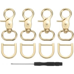ERYI-4Pcs Crochet Pivotant, 20Mm(3/4"") Attache Rapide Avec Anneau En D En Métal Lourd Classeur De Homard Pour Lanières Sacs Ceintures Travail Du Cuir, Or Clair - Neuf