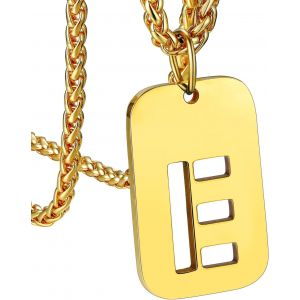 Kal-Collier Plaque Initiale En Acier Inoxydable Pour Homme, Chaîne Pendentif Dog Tag Avec L'alphabet Creux - Neuf