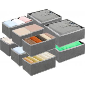 JEXNOVASHOP-Boîte de rangement 12 pièces, tiroir, vêtements non tissés, ouverte, pliable, lavable et respirante (gris) - Neuf