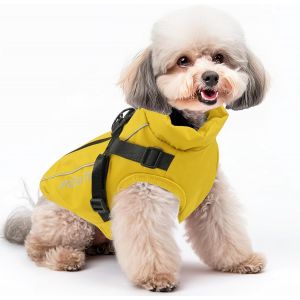 Jgd-Manteau Imperm&eacute;able Pour Chien De Petite Taille, Veste Chaude R&eacute;fl&eacute;chissante Avec Harnais Pour L'hiver, Costume De Ski, Pull Pour Chien, En Coton, Jaune, Taille S - Neuf