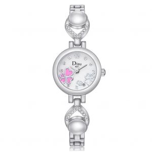 Disu Fashion Femmes Zicrons Quartz Mouvement Montre-Bracelet Bracelet En M&eacute;tal (Cadran Argent+Blanc) - Neuf