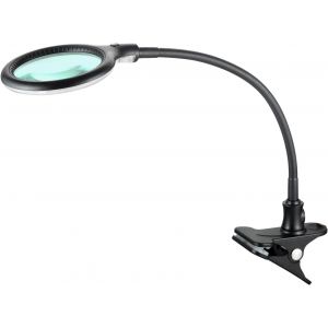 Subzonal-6803sw Lampe Loupe Led &Agrave; Pince Avec 30 Led Smd, 6 Watts, 550 Lumens, Pour Les Salons De Beaut&eacute;, Les Cabinets M&eacute;dicaux, Loupe &Eacute;clairante, Aide &Agrave; La Lecture, Lampe Grossissante, Noir 3 Dioptri - Neuf