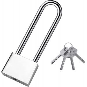 Cadenas à clé Cadenas Robuste à anse longue avec 4 clés, cadenas Sécurité Etanche Exterieur verser de l'entrepôt, garage, jardin, Clôtures-30mm - Neuf