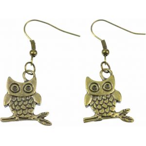 Kal-Hibou Hibou Hibou Hibou Boucles D'oreille Boucles D'oreille Oiseau Bronze Branche - Argent Bijoux Faits &Agrave; La Main I Boucles D'oreille Boucles D'oreille - Neuf