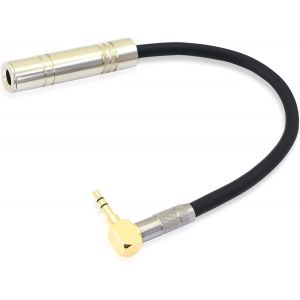 3.5mm to 6.35mm Audio Cable,Right Angle Gold Plated 1/8"" TRS Male to 1/4"" TRS Female Stereo Audio Cable Short for Extension and Conversion Audio Cable (15cm) - Neuf