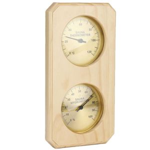SUBZONAL-Hygrom&egrave;tre Sauna Mural en Bois Double M&eacute;tal 1 Pc, Thermom&egrave;tre et Testeur D&iquest;humidit&eacute; Int&eacute;rieur et Ext&eacute;rieur, Mesure Pr&eacute;cise Temp&eacute;rature et Humidit&eacute; Ambiante pour Sauna et Jardin - Neuf