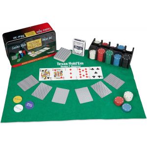 Eryi-Jeu De Poker Pro Avec 200 Jetons De Poker, 2 Jeux De Cartes, Jeton De Donneur, Jetons Blinds, Ambiance Casino, Instructions De Jeu (Langue Française Non Garantie) - Neuf