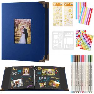 TIANYI-Album Photo Reliure à Anneaux, Album Photo Scrapbooking Noir, Pour 360 Photos, Livre Photo Scrapbooking De 60 Pages, Avec 10 Stylos Métalliques, Livre D'or Pour Les Anniversaires Mariages - Neuf