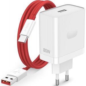 TIANYI-80W Chargeur et câble USB C pour OnePlus Nord 5 CE5 5G CE4 Lite Nord CE3 2T, SupervooC Adaptateur de chargeur et câble type C 1 mètre Charge rapide prise pour OnePlus 13R 13T 13s 10 Pro Ace 5 - Neuf