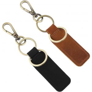 Cauc-2 Pi&egrave;ces Porte-Cl&eacute;s En Cuir Porte-Cl&eacute;s Pour Hommes Porte-Cl&eacute;s De Voiture Porte-Cl&eacute;s Personnalis&eacute;s En Cuir Pur Sans Logo Petit Cadeau D'anniversaire Pour Personnes Pr&eacute;f&eacute;r&eacute;es Femmes Hommes - Neuf
