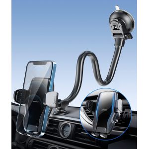 JGD-Support T&eacute;l&eacute;phone Voiture, Support de Tableau de Bord de Pare-Brise, Berceau Mobile &agrave; col de Cygne &agrave; Bras Long R&eacute;glable, Support D'&eacute;vent Mains Libres Universel iPhone 13/12/11 Samsung - Neuf