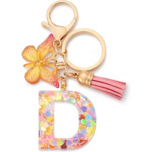 CHENG-Porte-cl&eacute;s avec initiales pour Filles et Femmes, Rose, Mignon Papillon en Forme de coeur, pour Sac &agrave; Dos, Cartable - Neuf