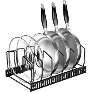 Rangement Couvercle Casserole, Organiseur De Poêle Avec 7 Compartiments Réglables, Porte-Casseroles Support Ajustable, Organisateur Poele, Range Casserole De Cuisine Pour Tiroir (N[Kit6500952] - Neuf