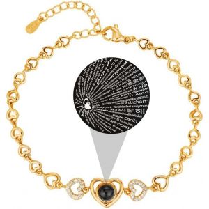 Eryi-Bracelet Femme Bijoux Cadeau De Projection De Photo Personnalisé 100 Façons Dont Je T'aime Réglable Élastique Pour Couple Maitresse Maman S?ur Amie Anniversaire Fête Des Mères Noël Anniversaire - Neuf