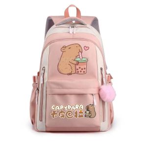 Kalec-Sac À Dos D'école Pour Filles Mignon Capybara & Bubble Tea Imprimé Cartables Femmes Filles Sacs D'école Décontractés Sac À Dos De Voyage À La Mode,17 - Neuf