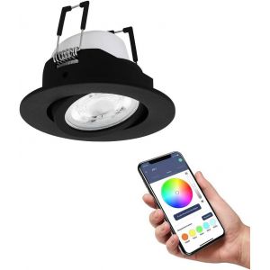 CMJAAGUR-Connect.Z Spot Led Encastrable Saliceto-Z, Ø 88 Mm, Lampe De Plafond Encastrée Zigbee, Contrôlable Par Appli Et Commande Vocale, Blanc Chaud ¿ Froid, Rgb, Dimmable, Noir[M2076] - Neuf