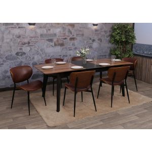 Lot de 6 chaises de salle &agrave; manger HWC-O45, chaise, bois courb&eacute; similicuir 280g/m&sup2; &Ouml;ko-Tex MVGaspect noyer, marron vintage - Neuf