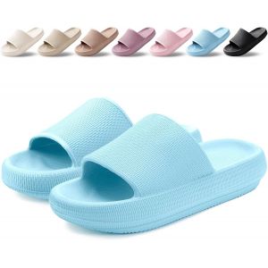 Kalanka-Claquettes Femme Chaussons Hommes Pantoufles De Douche Antidérapant Léger Semelle Épaisse Amorti Soft Tongs Sandales Confortable Piscine Plage Maison Sliders - Neuf