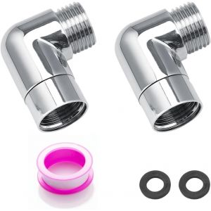 KGABERY-2 Pièces Adaptateur De Douchette À Main 90 Degrés Pommeau Douche Adaptateur Avec 2 Rondelles Pour Interface Universelle De G1/2 Pouce Angle Réglable - Neuf