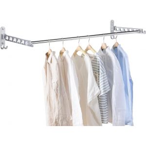 Kgabery-Étendoir Mural,Cintre Mural Support De Séchage,Rotation 90° Porte-Vêtements Pliable Mural,Pour Balcon,Salle Bains,Hôtel (Argent,2) - Neuf