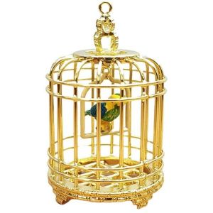 Charmante mini cage à oiseaux dorée - Parfaite pour les maisons miniatures et les villages miniatures à l'échelle 1 - 12 - Neuf