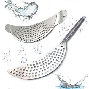 Passoire À Casserole En Acier Inoxydable Avec Poignée,Passoire À Pâtes En Acier Inoxydable 2 Pièces,Égouttage Facile,Durable - Neuf