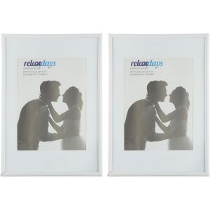 FCHHK-relaxdays Cadres photo, lot de 2, 20x30 cm, passe-partout 15x20 cm, picture frame à poser ou suspendre, blanc - Neuf